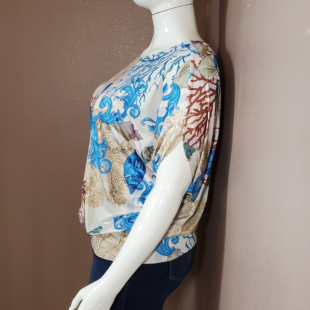 BOSTON PROPER coral reef print knit cocoon top size XL - Picture 3 of 8
